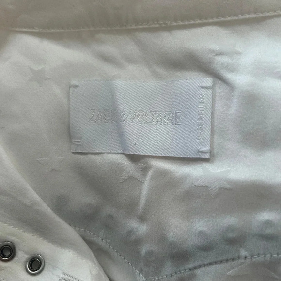 ZADIG & VOLTAIRE White Grommet Star Blouse S - Picture 5 of 6